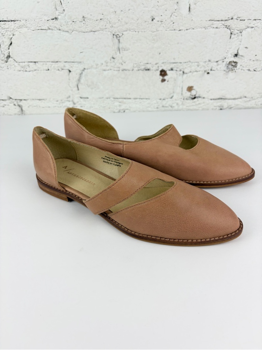 Anthropologie Sasha Pink Leather Cutout Do’orsay Mary Jane Ballet Flats 39 - Picture 4 of 12